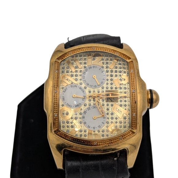 Techno Com by KC Mens Watch Chronograph Dial Bubble Needs Battery Damaged Strap - Picture 1 of 7